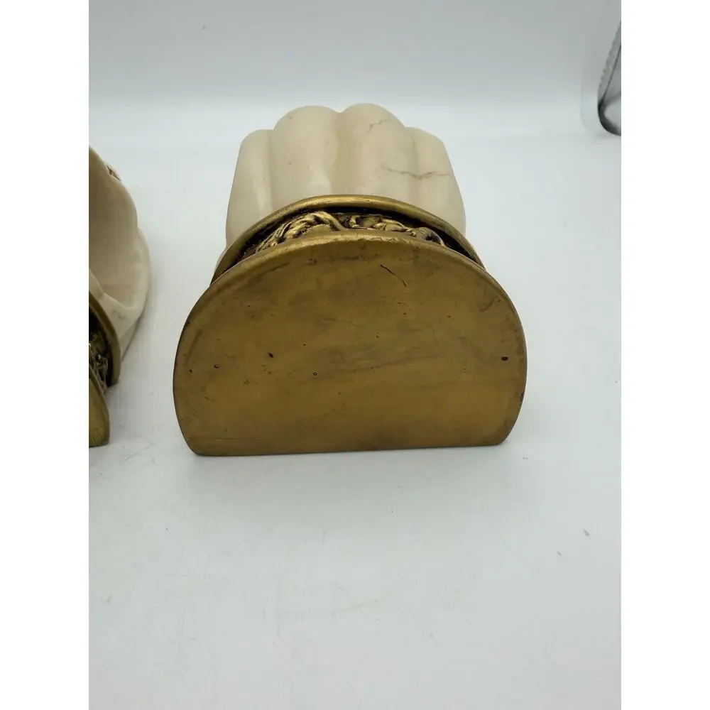 Faux Marble And Brass. Resin Composite. 1960 - 1970. Wall Pocket Sconces.